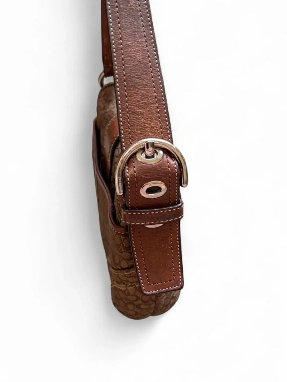 Coach Tan & Brown Signature Canvas Shoulder Bag